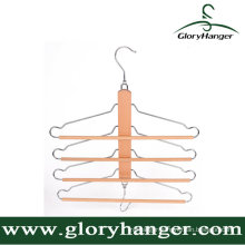 Multifunctional Wood Hanger for Pant/Towel Hanger with Matel Hook
